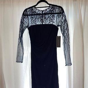 David Meister lace pattern knee length dress